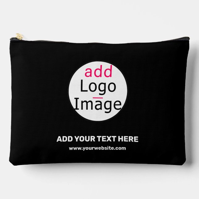 Business Chic Black Minimal Customisable  Accessory Pouch (Front)