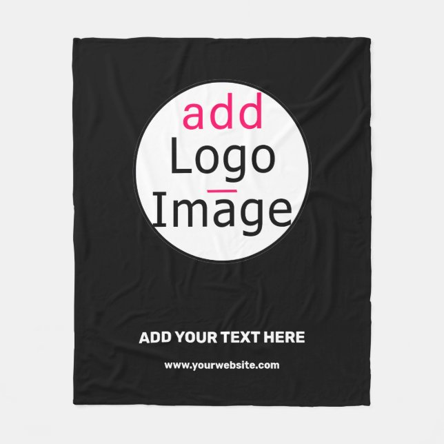 Business Chic Customisable Black White Minimal Fleece Blanket (Front)
