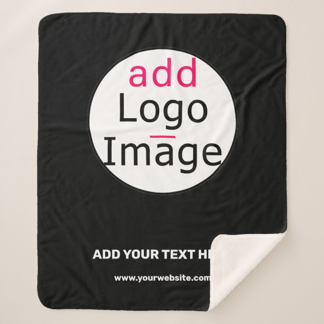 Business Chic Customisable Black White Minimal  Sherpa Blanket (Front)