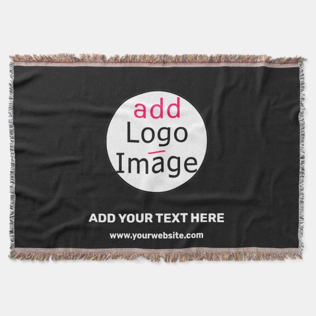 Business Chic Customisable Black White Minimal Throw Blanket (Front)
