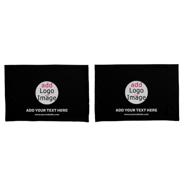 Business Chic Customisable Brand Black Pillowcase (Front-Set)