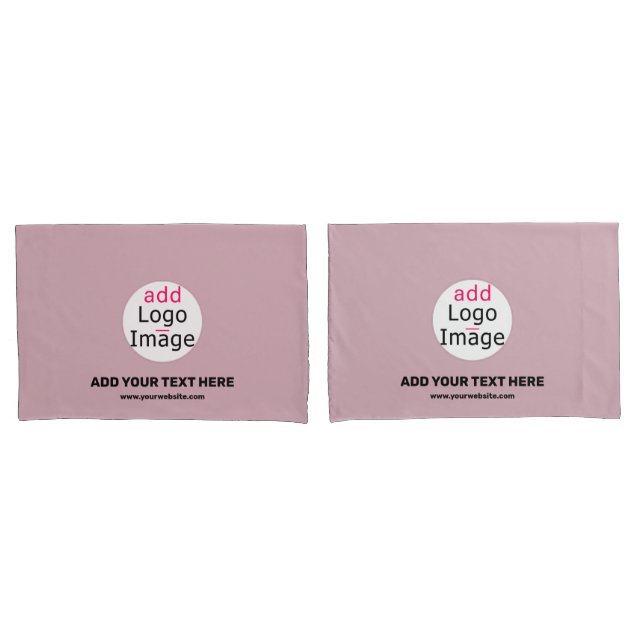 Business Chic Customisable Brand Dusty Rose Pink Pillowcase (Front-Set)