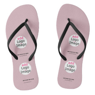 Business Chic Customisable Logo Dusty Rose Pink Flip Flops