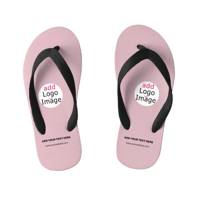 Business Chic Customisable Logo Dusty Rose Pink  Kid's Flip Flops (Footbed)