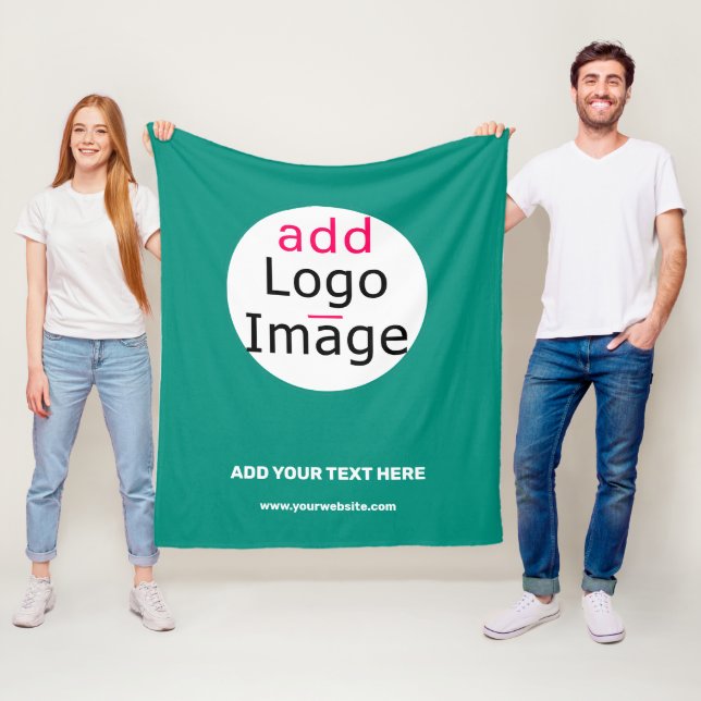 Business Chic Customisable Minimal Emerald Green Fleece Blanket (In Situ)