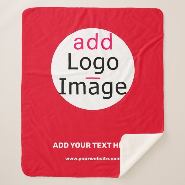 Business Chic Customisable Vivid Red Minimal  Sherpa Blanket (Front)