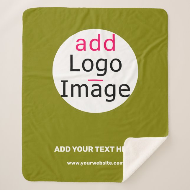 Business Chic Minimal Customisable Olive Green Sherpa Blanket (Front)