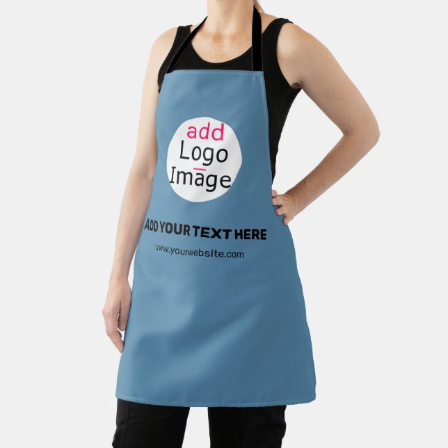 Business Chic Promo Customisable Dusty Blue Apron (Insitu)