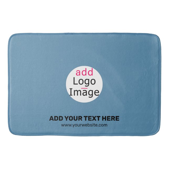 Business Chic Promo Customisable Dusty Blue Bath Mat (Front)