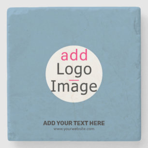 Business Chic Promo Customisable Dusty Blue Stone Coaster