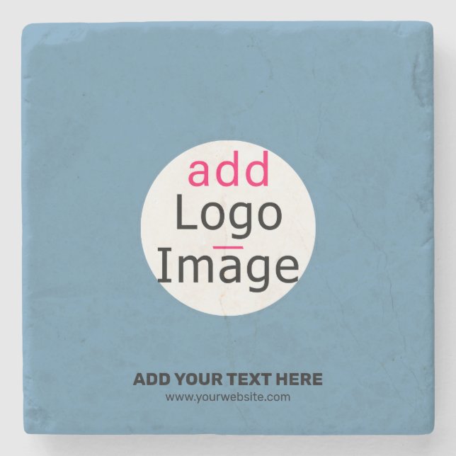 Business Chic Promo Customisable Dusty Blue Stone Coaster (Front)