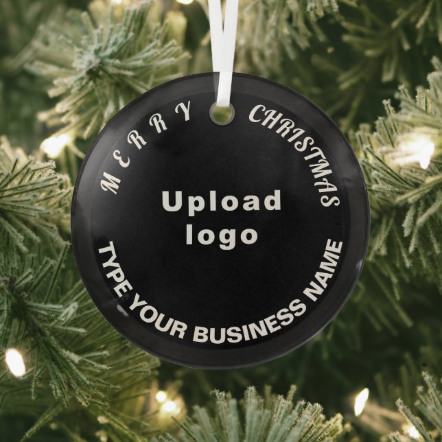 Business Christmas Black Circle Glass Ornament (Insitu)