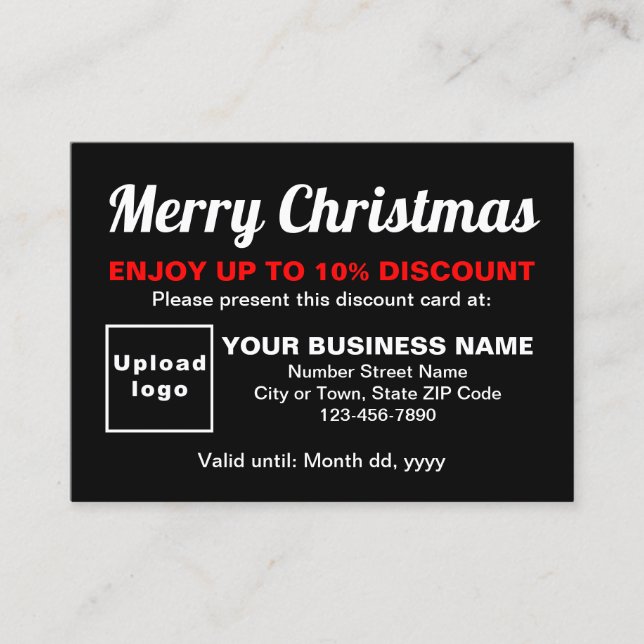 Business Christmas Black Discount Card (Front)