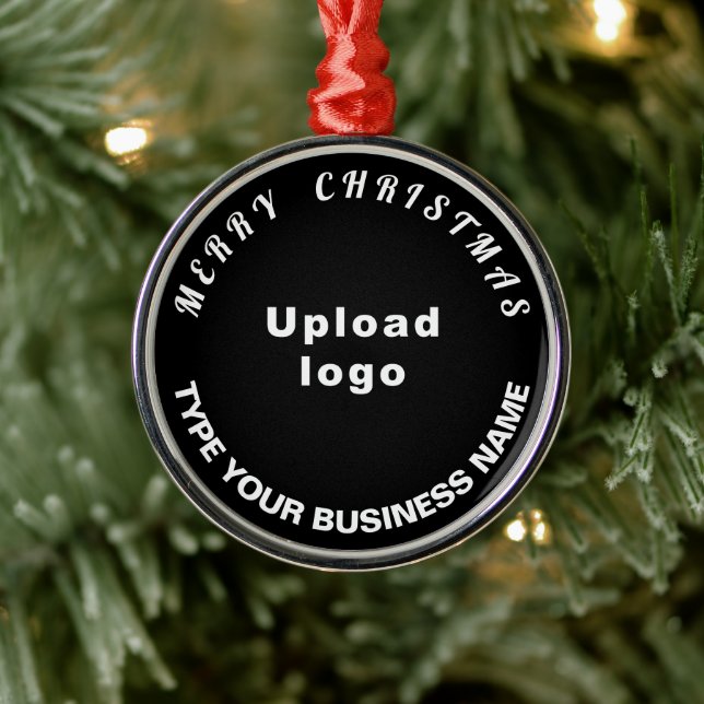 Business Christmas Black Round Ornament (Tree)