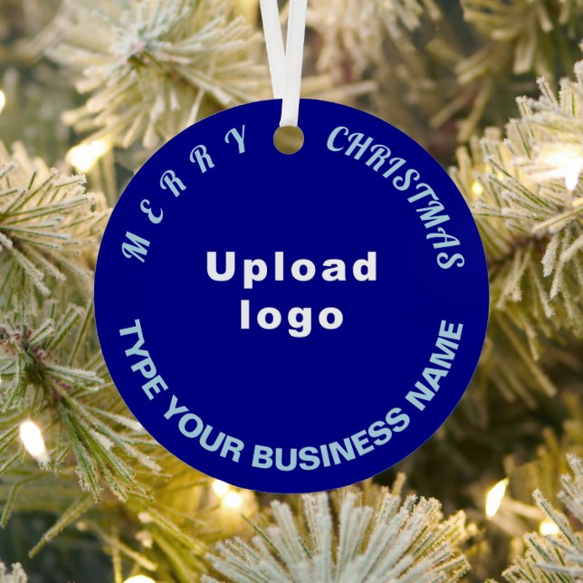 Business Christmas Blue Circle Metal Ornament (Insitu)