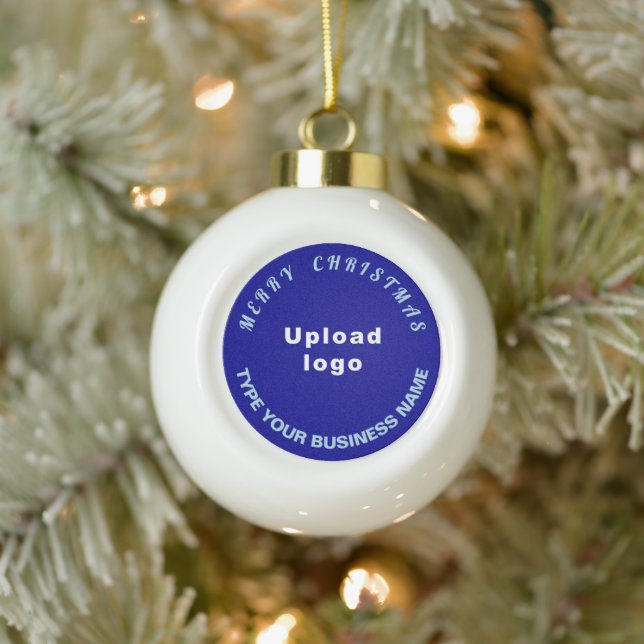 Business Christmas Blue on White Ceramic Ball Christmas Ornament (Tree)
