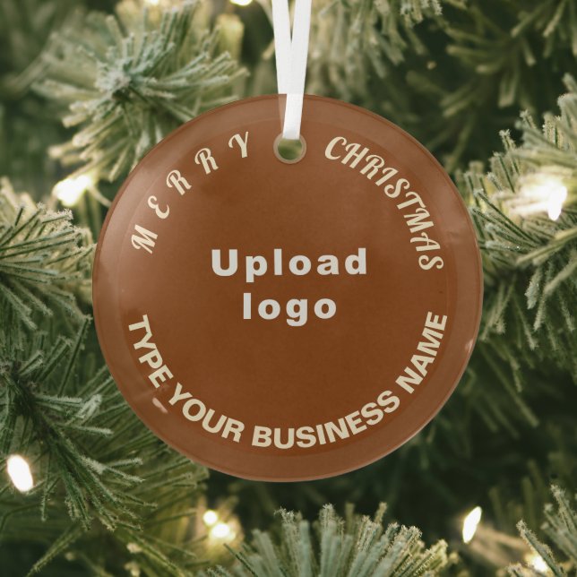 Business Christmas Brown Circle Glass Ornament (Insitu)