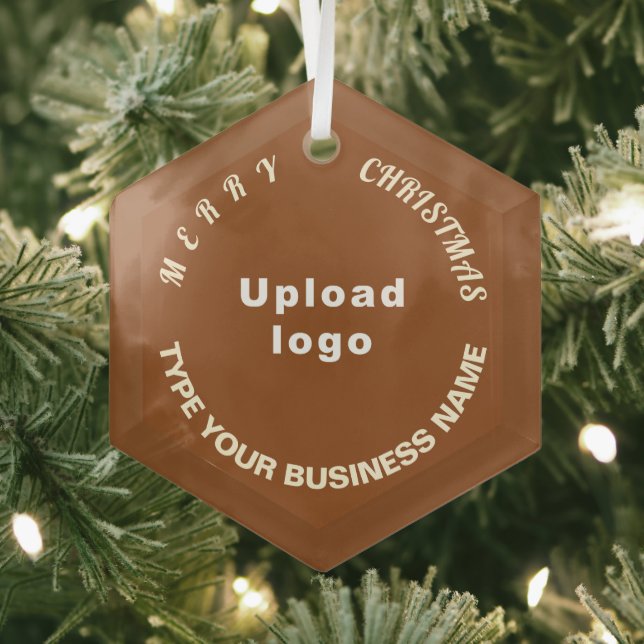 Business Christmas Brown Glass Hexagon Ornament (Insitu)