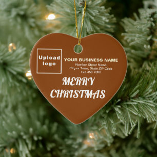 Business Christmas Brown Heart Shape Ceramic Tree Decoration