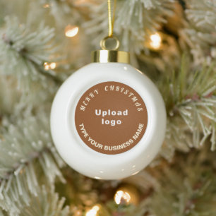 Business Christmas Brown on White Ceramic Ball Christmas Ornament