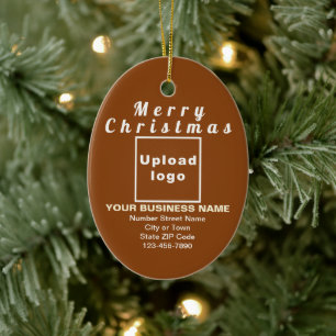 Business Christmas Brown Oval Ceramic Ornament