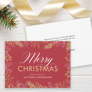 Business Christmas Corporate Elegant Foliage  Holiday Card