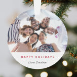 Business Christmas | Corporate Fun Team Photo Ornament<br><div class="desc">A stylish modern corporate business team photo holiday ornament with a bold typography quote "Happy Holidays" in red with your company name in an informal handwritten script typography. The greeting and company name can be easily customised to suit your own business. A trendy, fun and professional design to stand out...</div>