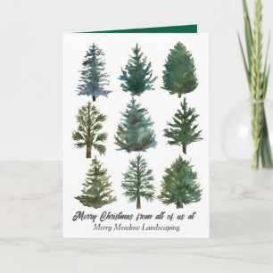 Business Christmas Evergreen Trees Holiday Custom Card