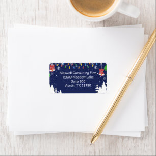 Business Christmas Festive Blue Return Address Label
