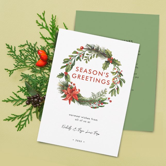 Business Christmas Festive Wreath Holiday Card (Business Christmas Festive Wreath Holiday Card)