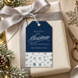 Business Christmas Gift Tags Navy Blue Holiday