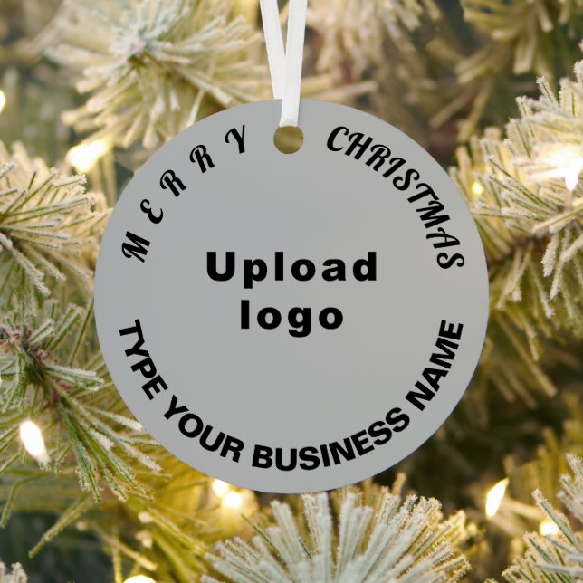 Business Christmas Gray Circle Metal Ornament (Insitu)