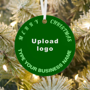 Business Christmas Green Circle Metal Ornament