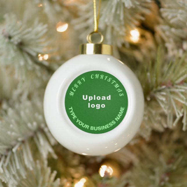 Business Christmas Green on White Ceramic Ball Christmas Ornament (Tree)