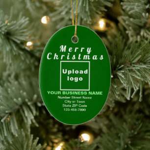 Business Christmas Green Oval Ceramic Ornament