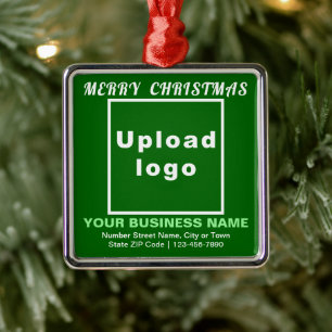 Business Christmas Green Square Ornament