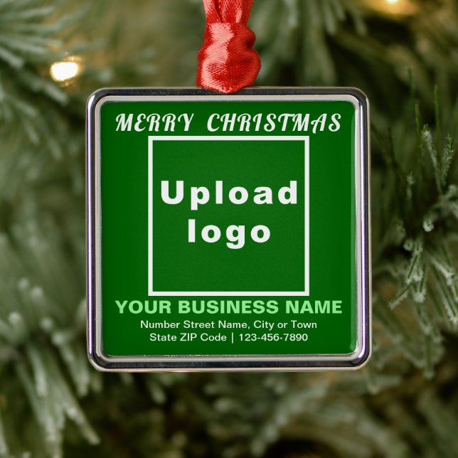 Business Christmas Green Square Ornament (Tree)