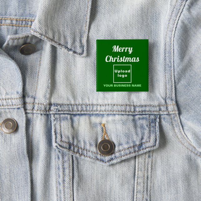 Business Christmas Greeting on Green Square Button (In Situ)