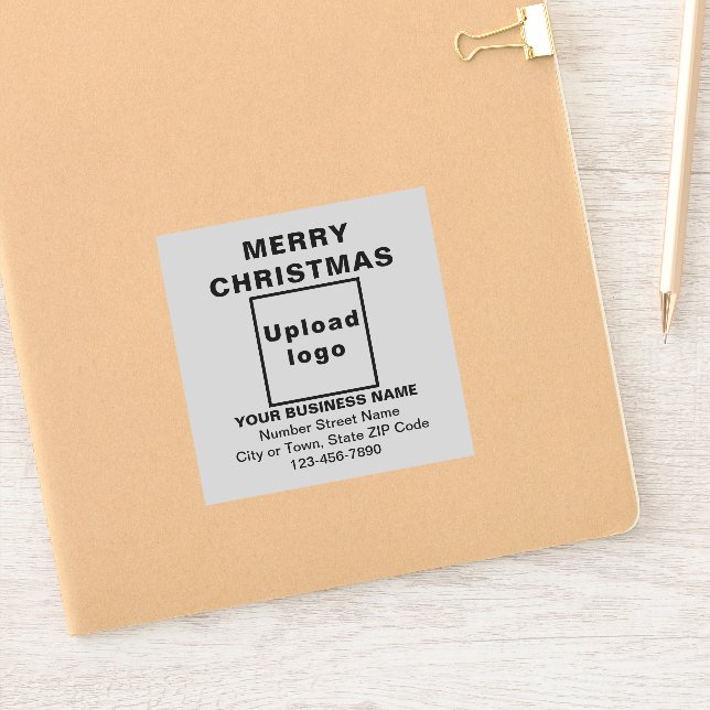Business Christmas Greeting on Grey Square Vinyl (Notebook)