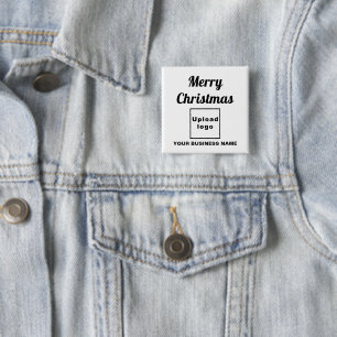 Business Christmas Greeting on White Square Button