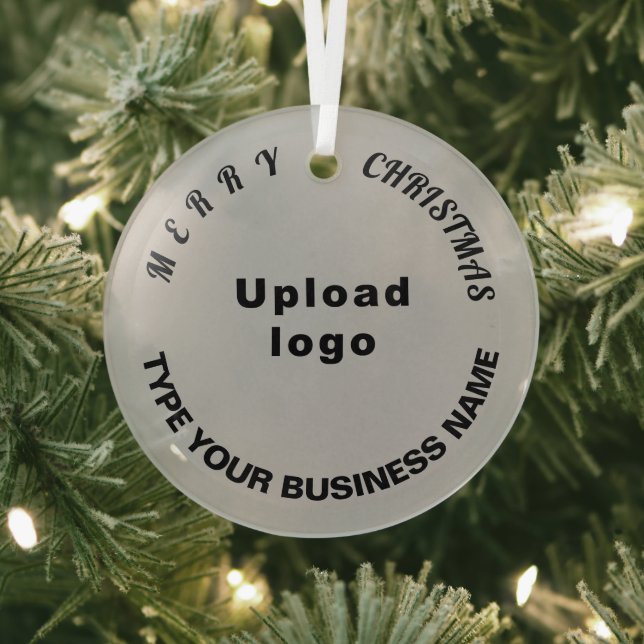 Business Christmas Grey Circle Glass Ornament (Insitu)
