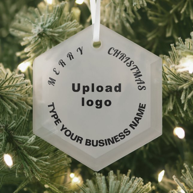 Business Christmas Grey Glass Hexagon Ornament (Insitu)