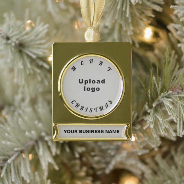 Business Christmas Grey on Gold Plated Banner Ornament (Tree)
