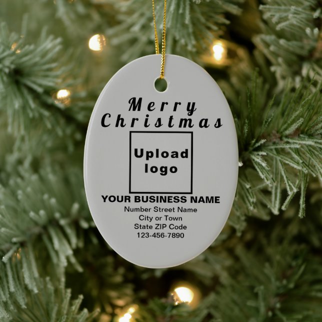 Business Christmas Grey Oval Ceramic Ornament  (Tree)