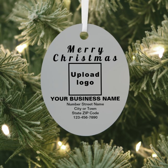 Business Christmas Grey Oval Metal Ornament (Insitu)