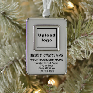 Business Christmas Grey Portrait Rectangle Framed Silver Plated Framed Ornament