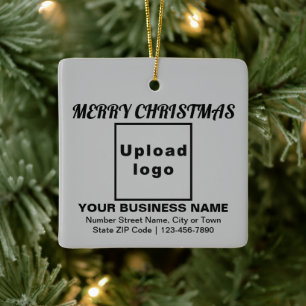 Business Christmas Grey Square Ceramic Ornament