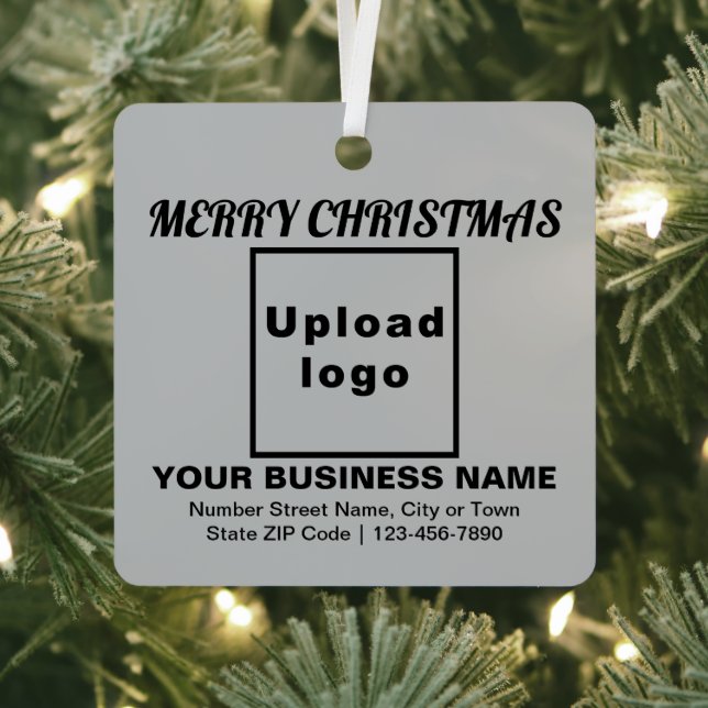 Business Christmas Grey Square Metal Ornament (Insitu)