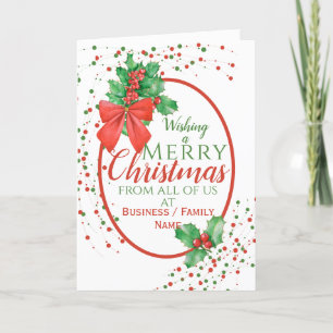 Business Christmas Holly Holiday Card