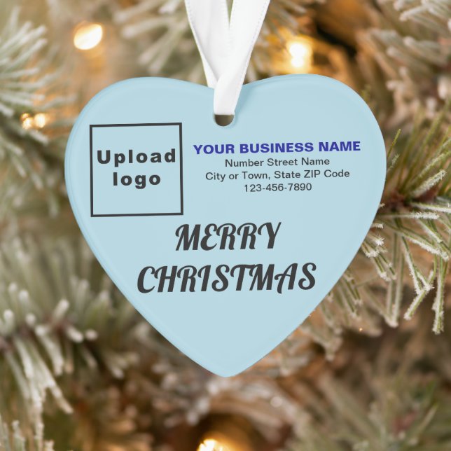 Business Christmas Light Blue Heart Acrylic Ornament (Tree)